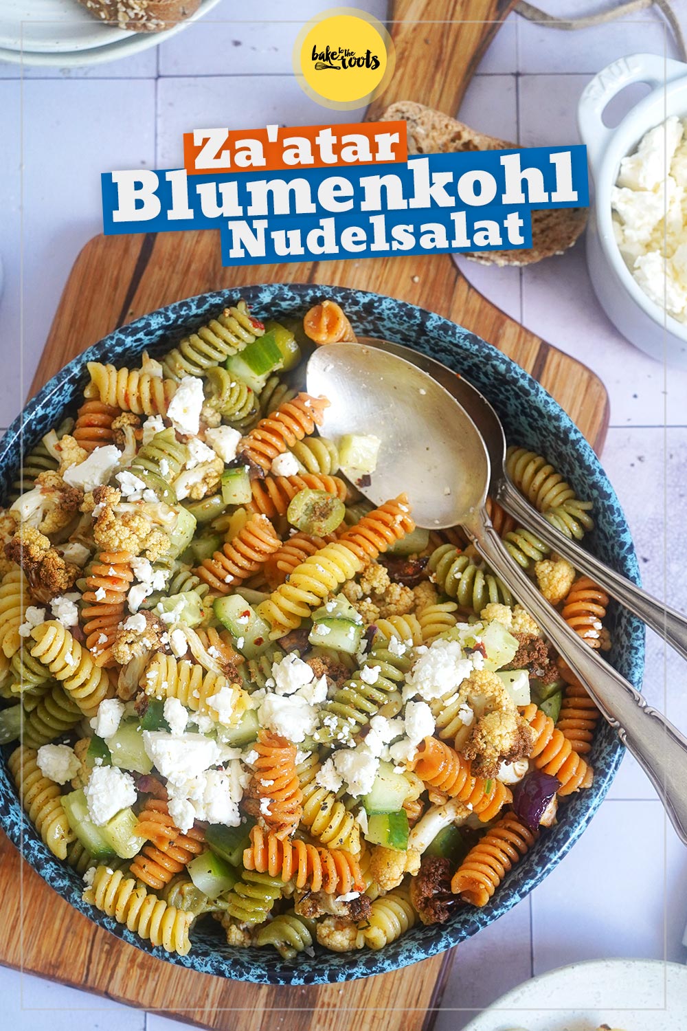 Nudelsalat mit geröstetem Za'atar Blumenkohl (AirFryer) | Bake to the roots