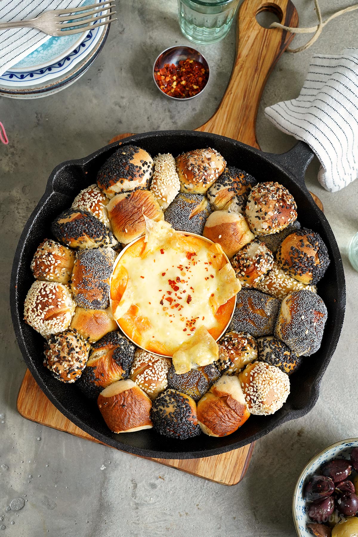 Pretzel Sticks Pull Apart Bread with Cheese Dip | Bake to the roots