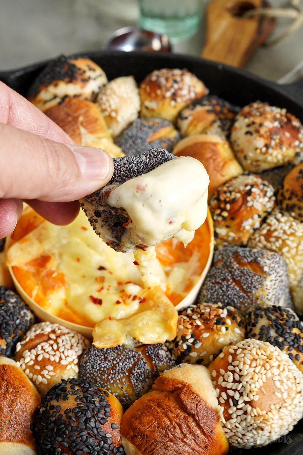 Pretzel Sticks Pull Apart Bread with Cheese Dip | Bake to the roots