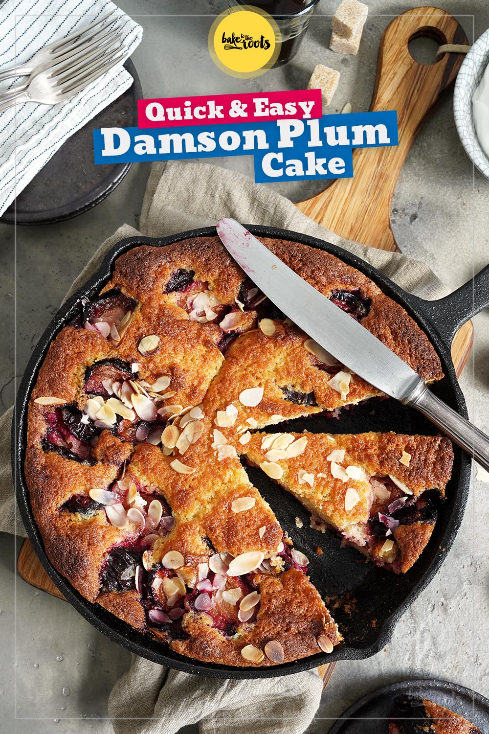 Quick & Easy Damson Plum Cake | Bake to the roots
