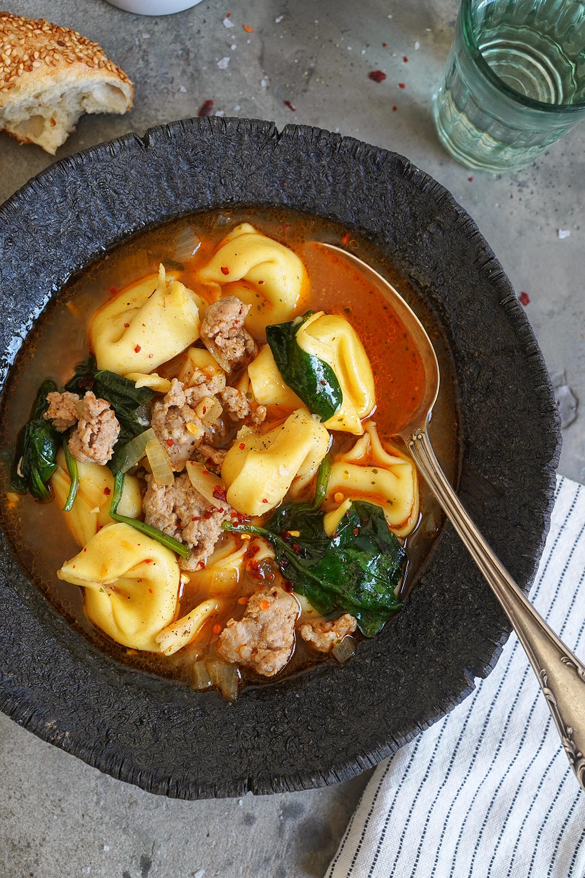 Hearty Sausage & Tortellini Soup | Bake to the roots