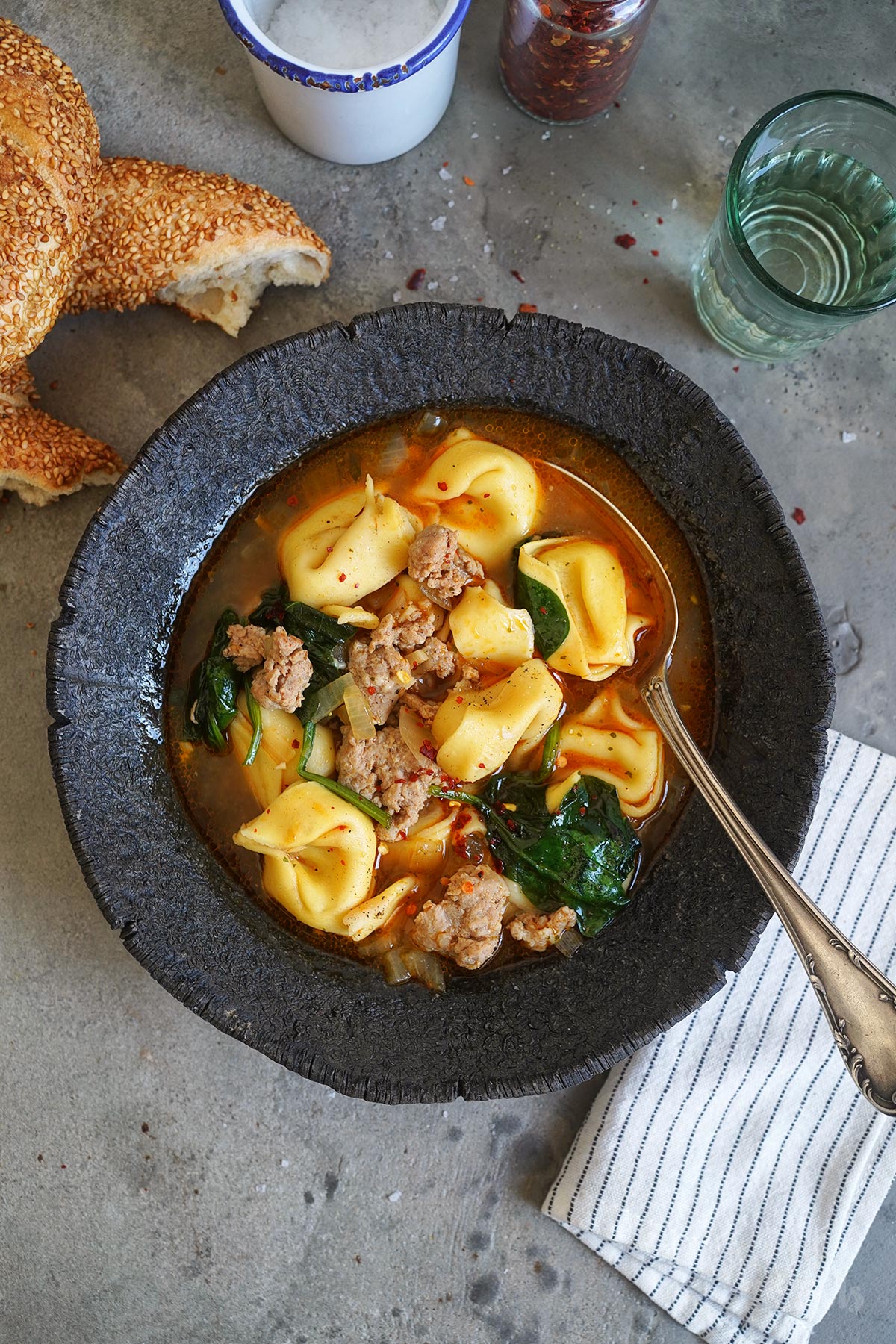 Hearty Sausage & Tortellini Soup | Bake to the roots