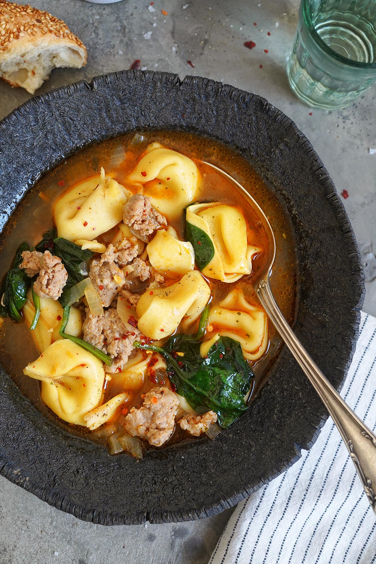 Hearty Sausage & Tortellini Soup | Bake to the roots
