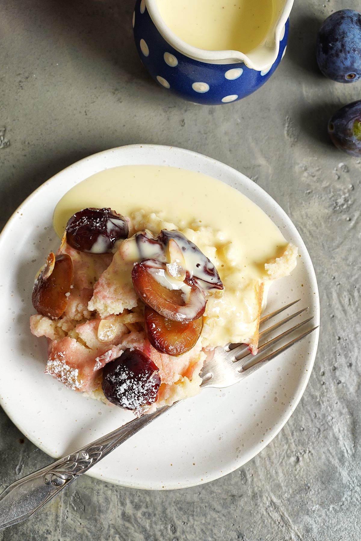 Baked Semolina Pudding with Damson Plums | Bake to the roots