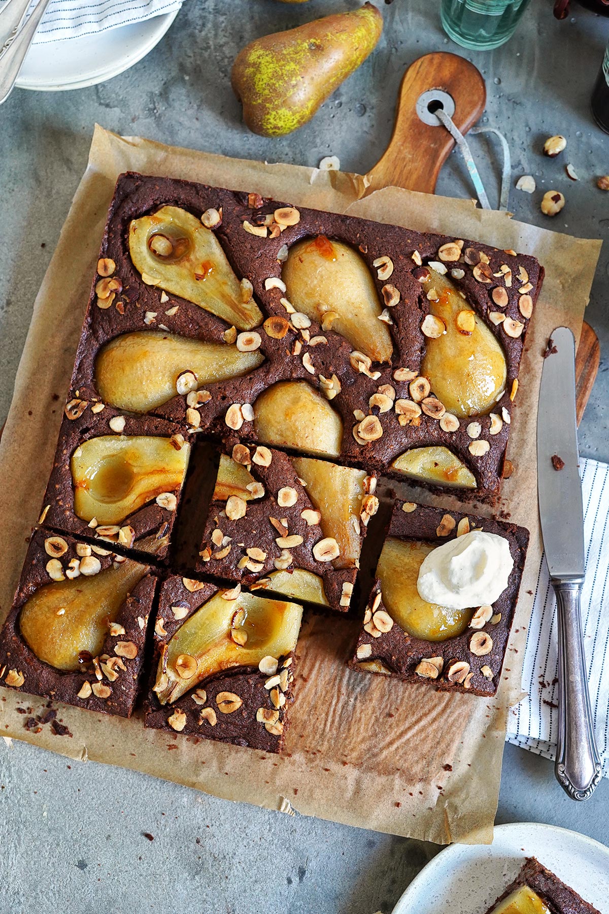 Chocolate Hazelnut Pear Cake | Bake to the roots