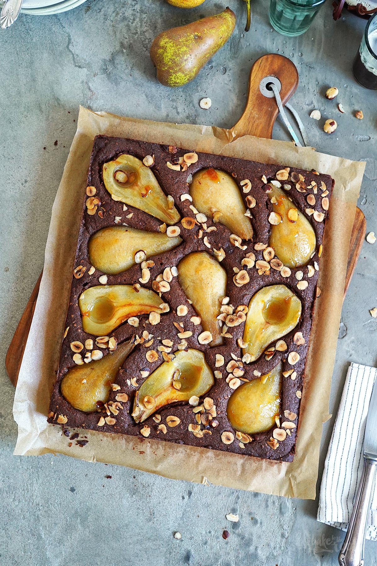 Chocolate Hazelnut Pear Cake | Bake to the roots