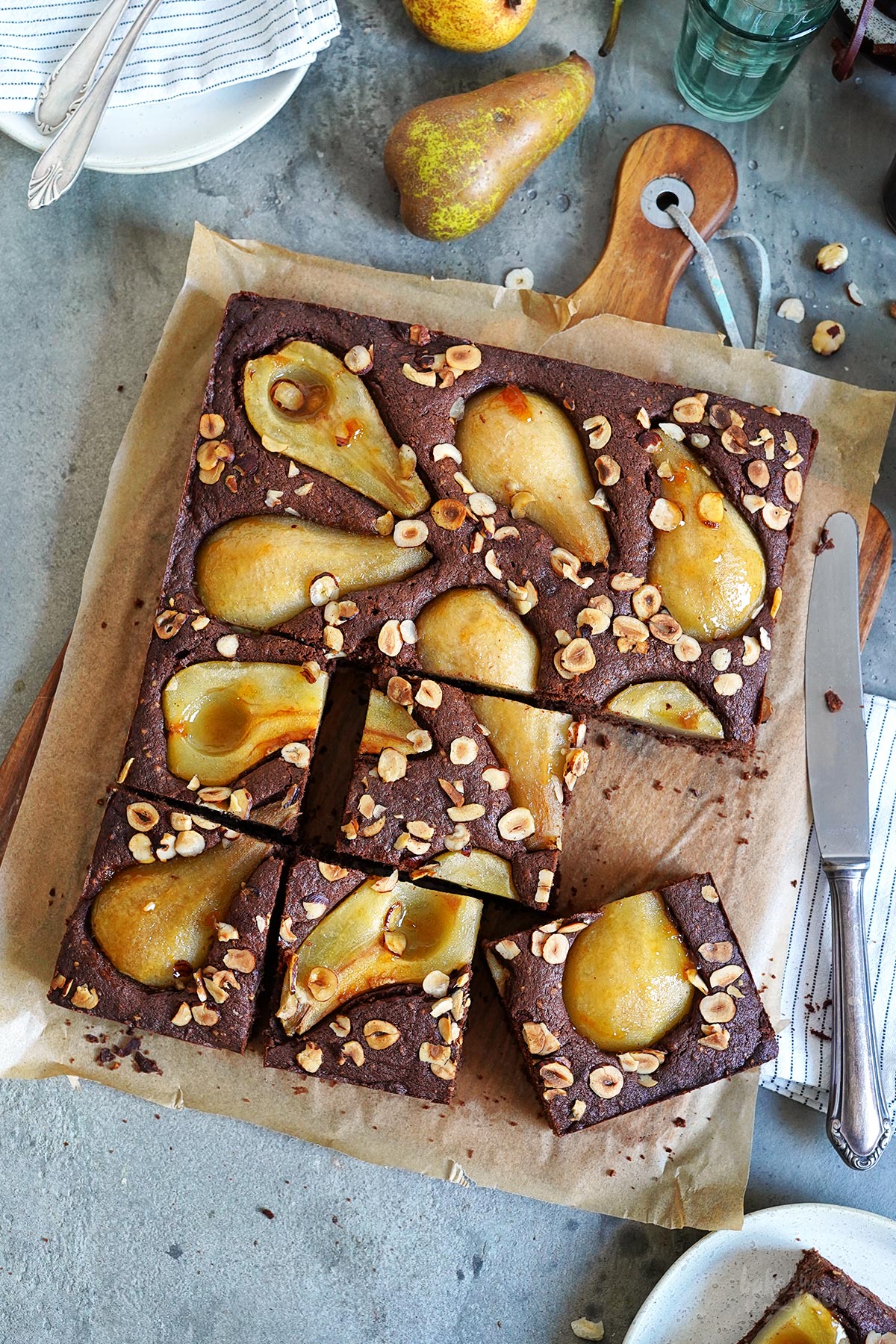 Chocolate Hazelnut Pear Cake | Bake to the roots