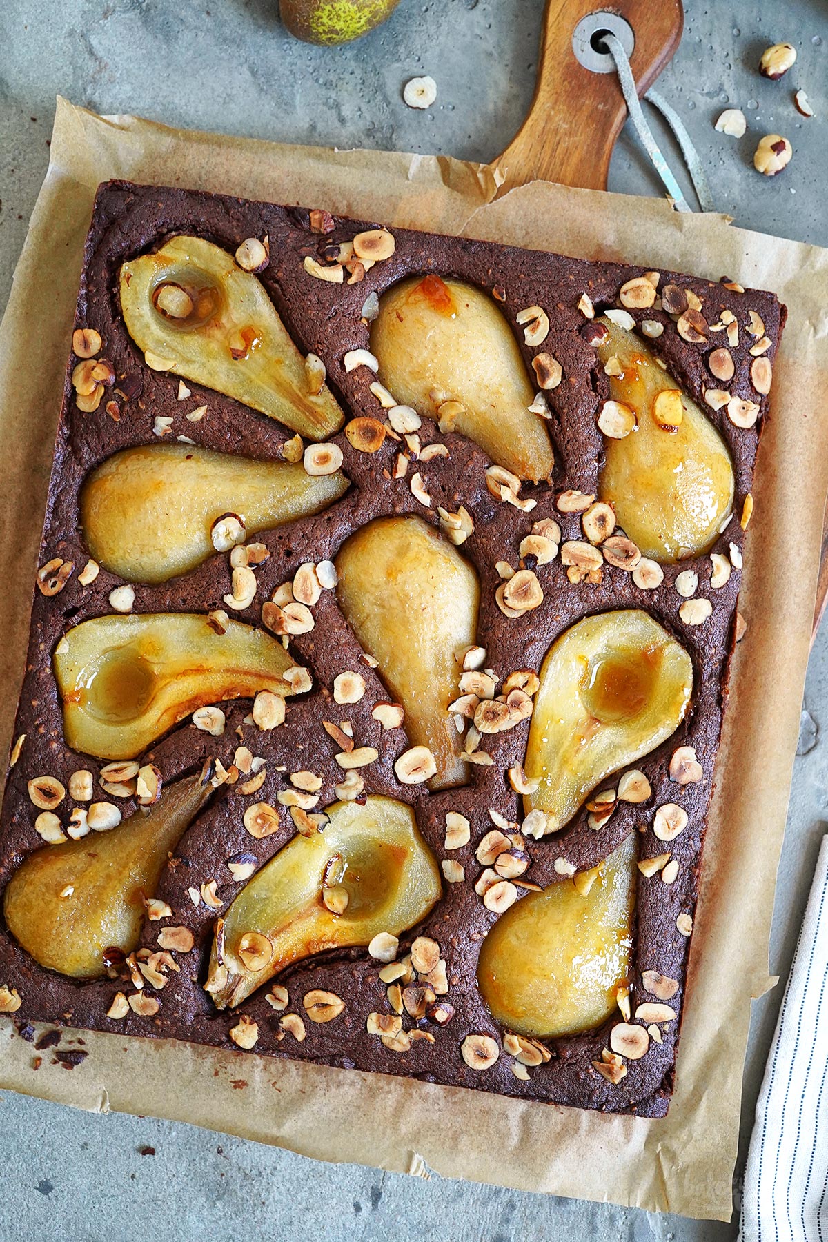 Chocolate Hazelnut Pear Cake | Bake to the roots