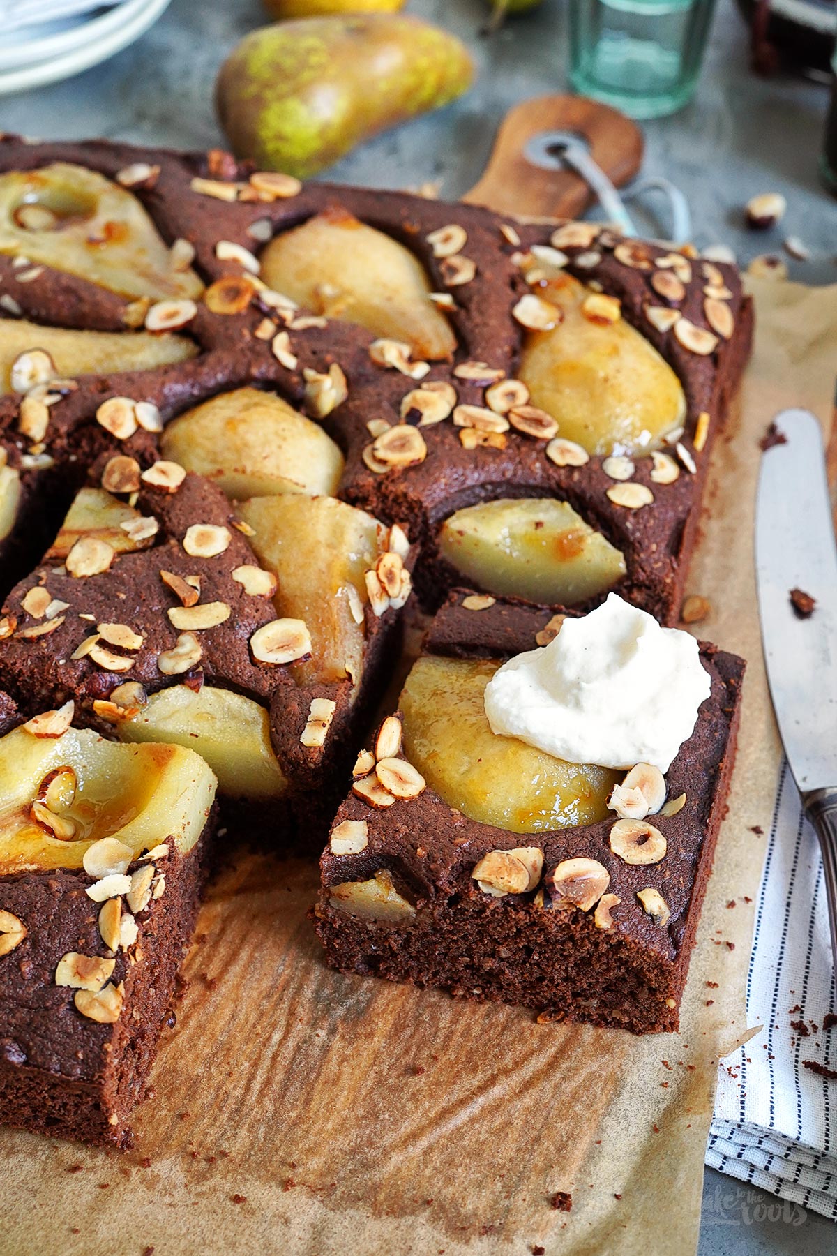 Chocolate Hazelnut Pear Cake | Bake to the roots