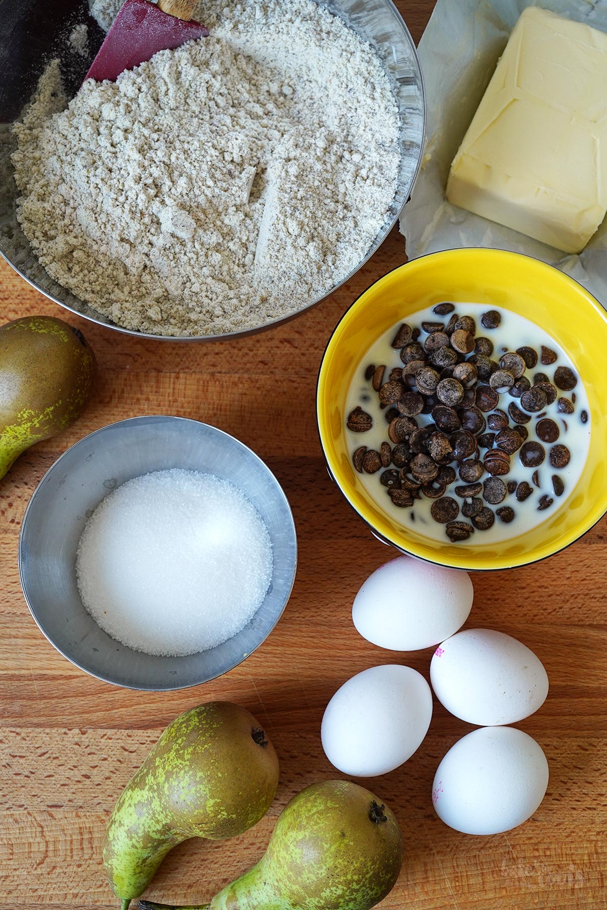 Chocolate Hazelnut Pear Cake | Bake to the roots
