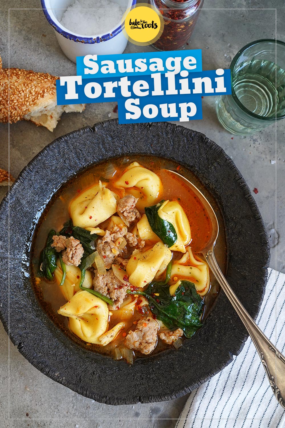 Sausage & Tortellini Soup | Bake to the roots