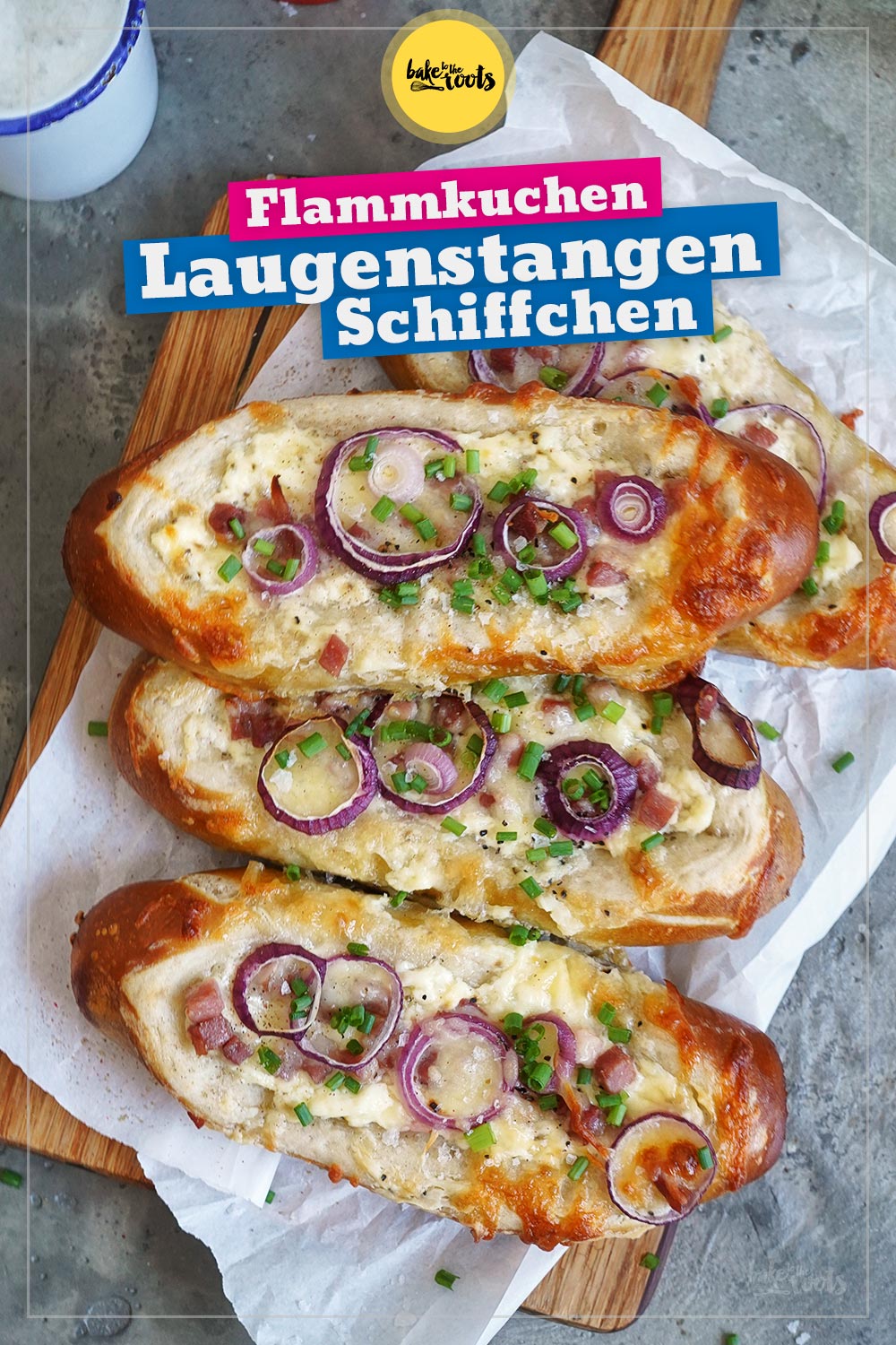 Einfache Flammkuchen Laugenschiffchen | Bake to the roots