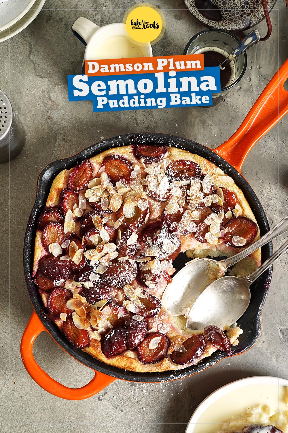 Baked Semolina Pudding with Damson Plums | Bake to the roots